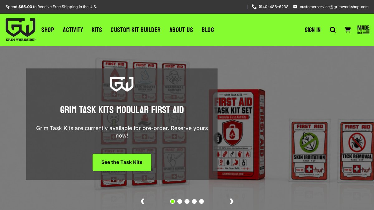 Screenshot of grimworkshop.com interface