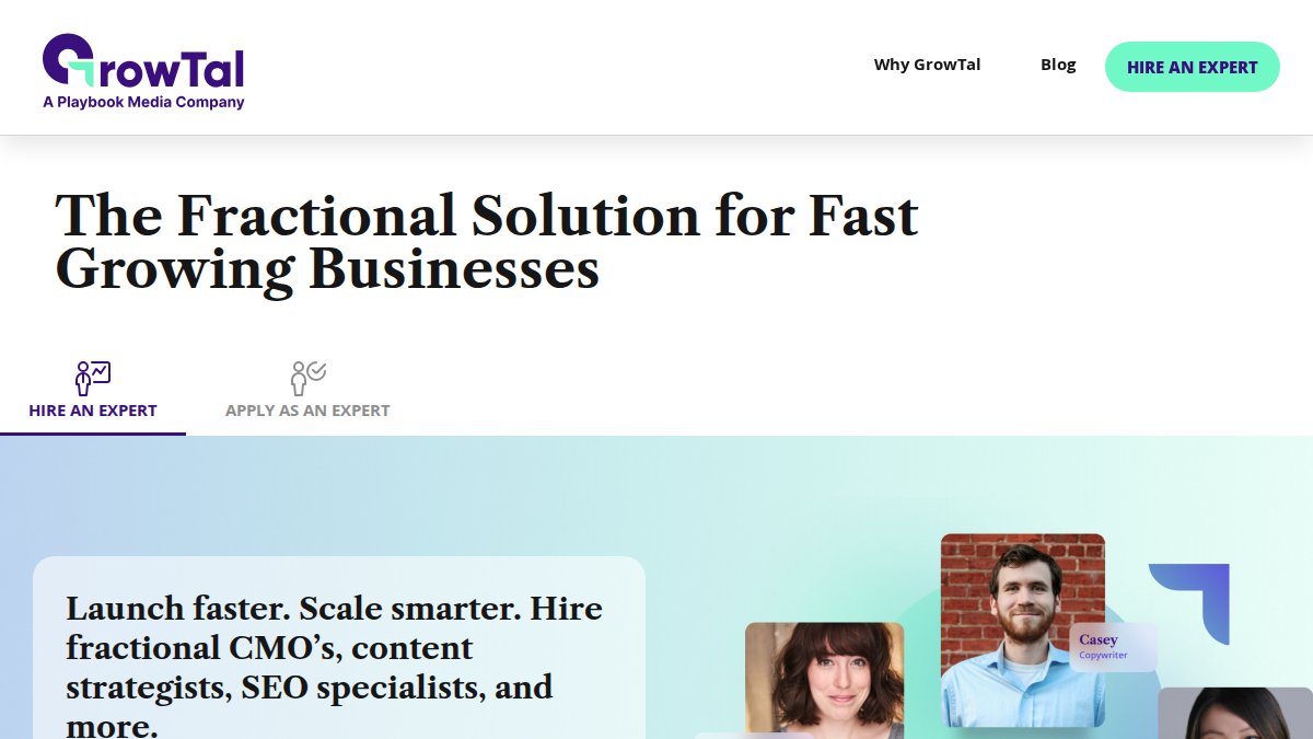 Screenshot of growtal.com interface