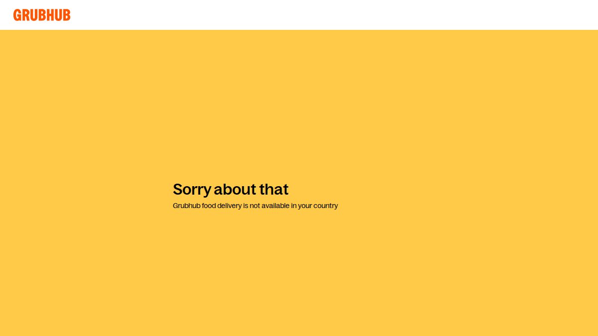 Screenshot of grubhub.com interface