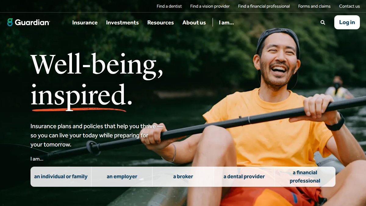 Screenshot of guardianlife.com interface