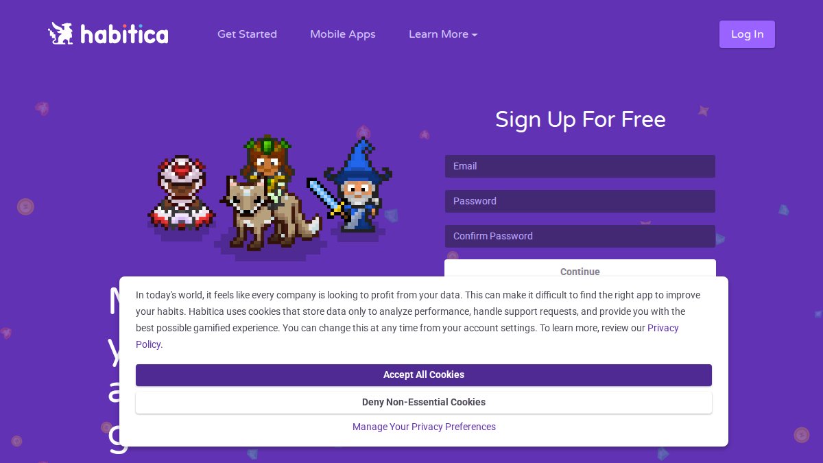 Screenshot of habitica.com interface