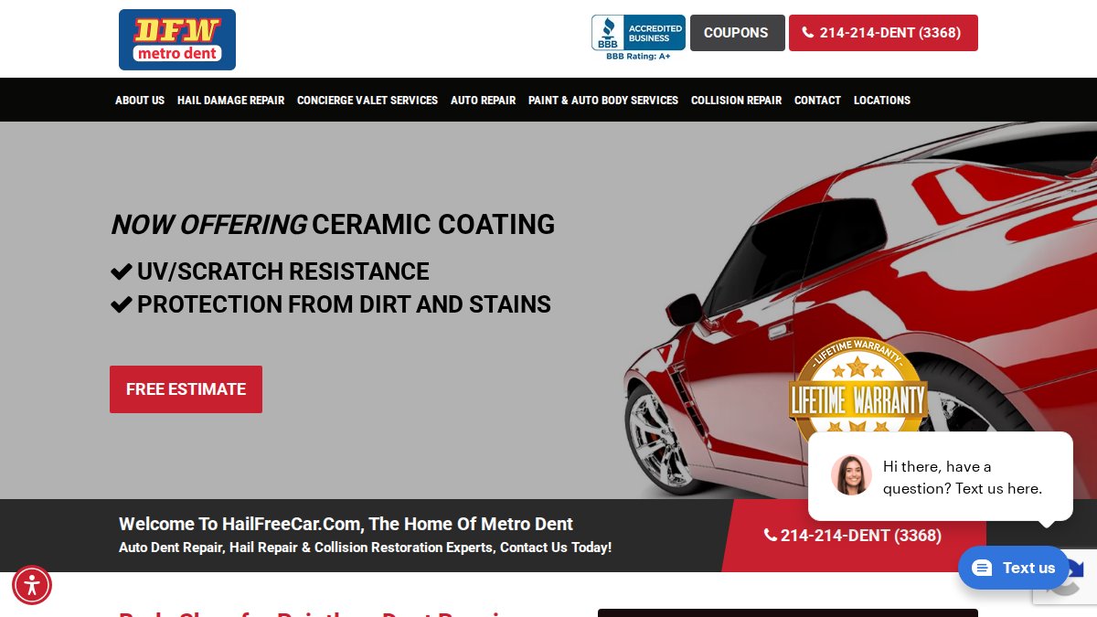 Screenshot of hailfreecar.com interface