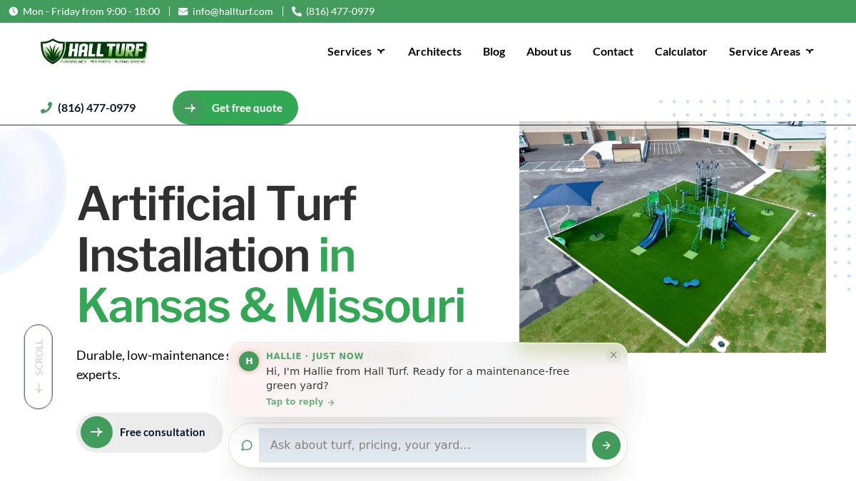 Screenshot of hallturf.com interface