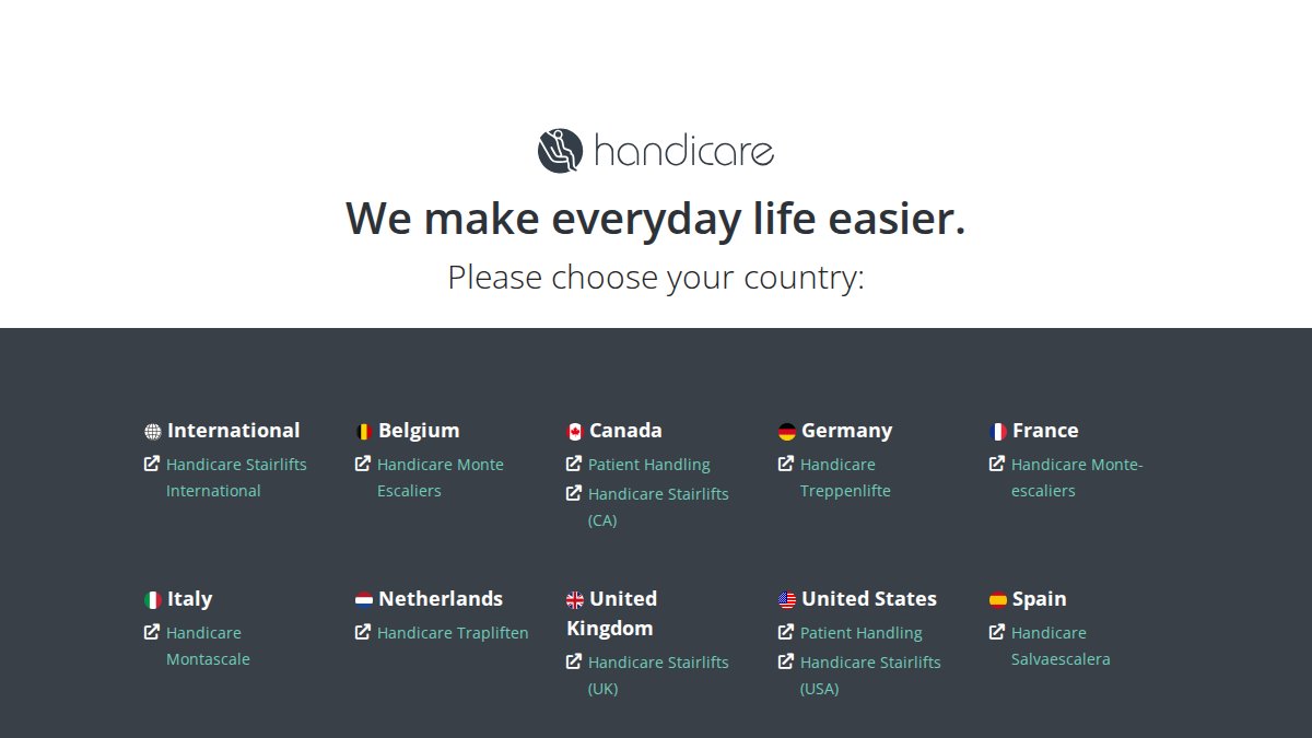 Screenshot of handicare.com interface