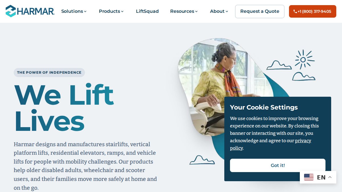 Screenshot of harmar.com interface