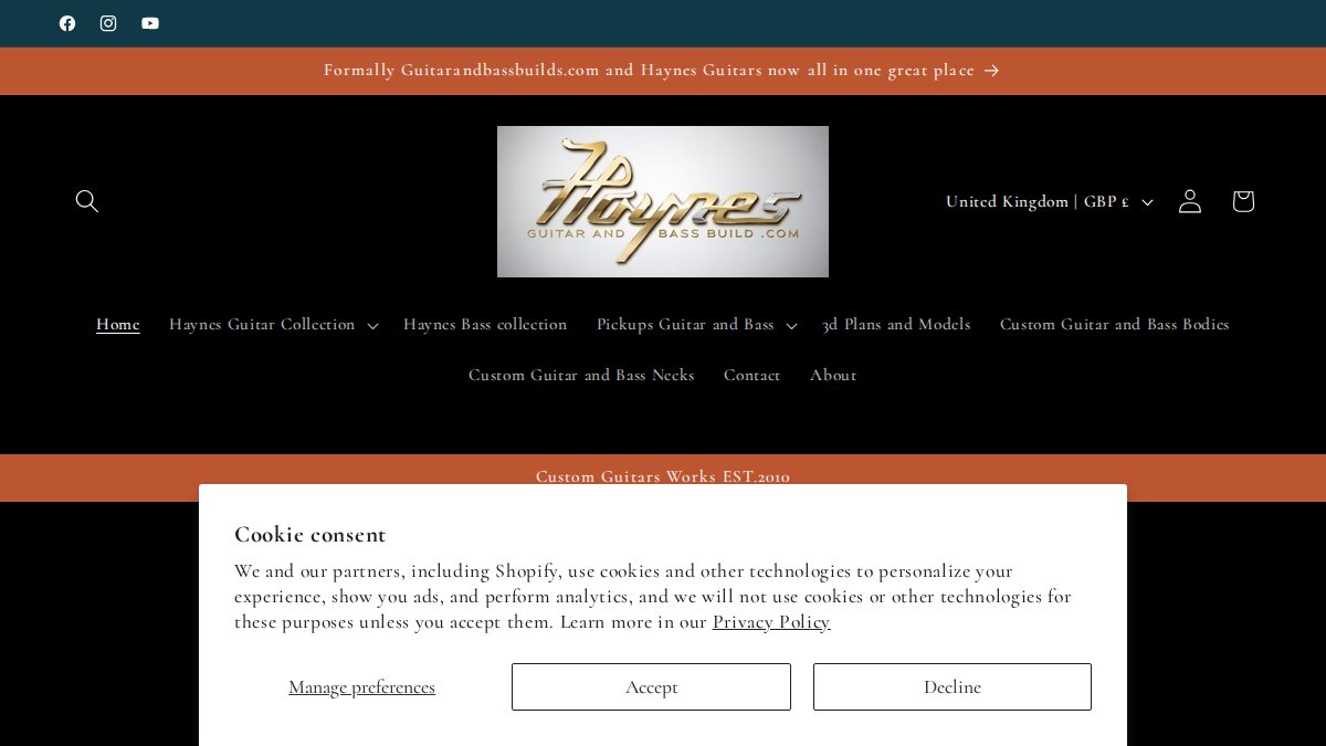 Screenshot of haynesguitarandbassbuild.com interface