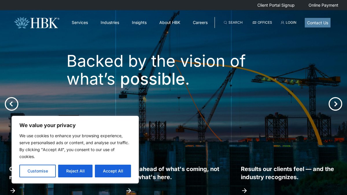 Screenshot of hbkcpa.com interface