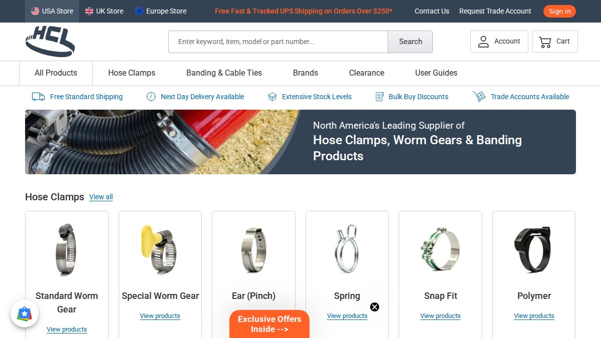 Screenshot of hcl-clamping.com interface