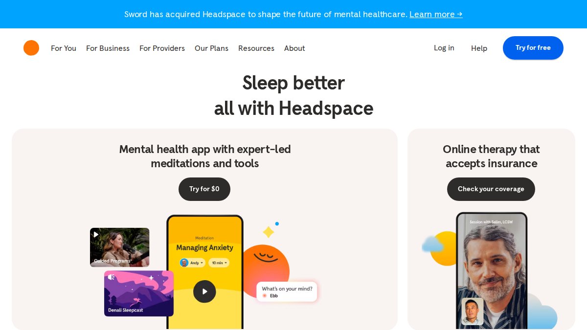 Screenshot of headspace.com interface