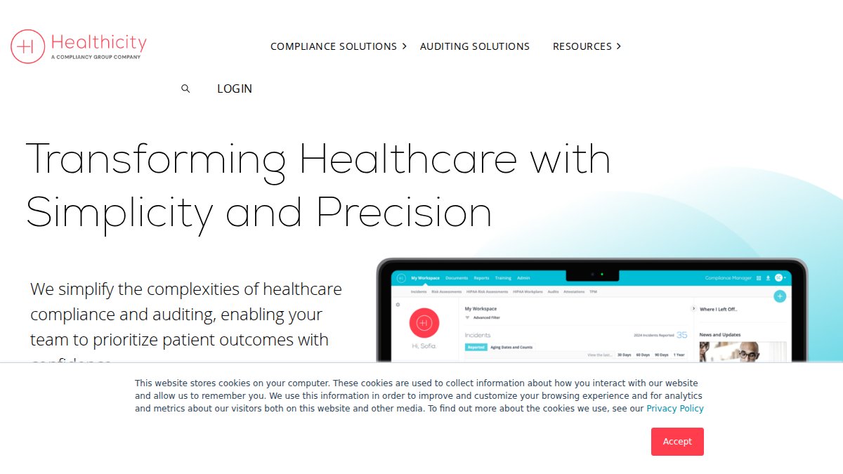 Screenshot of healthicity.com interface