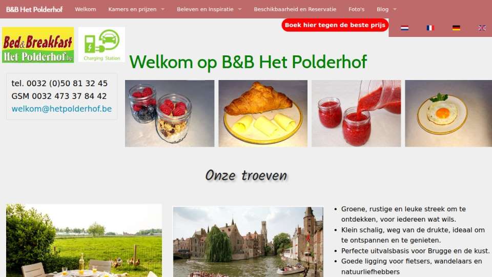 Screenshot of hetpolderhof.be interface