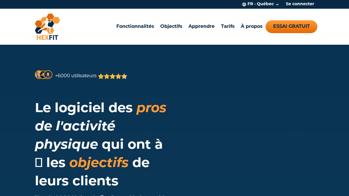 Screenshot of hexfit.com interface