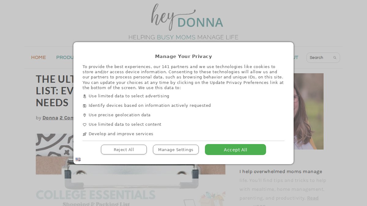 Screenshot of heydonna.com interface