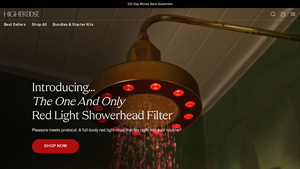 Screenshot of higherdose.com interface