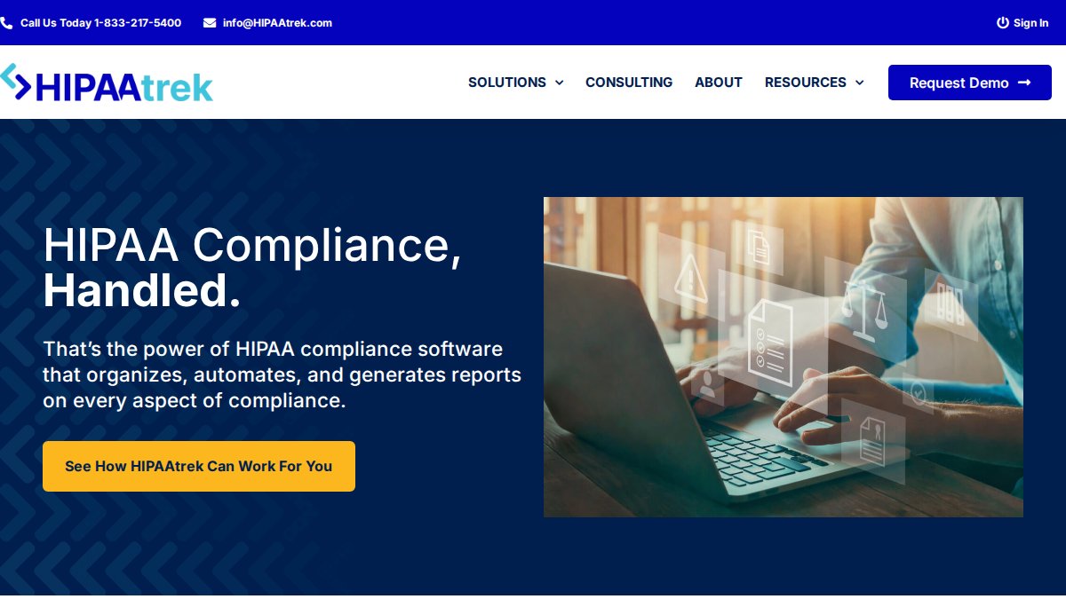 Screenshot of hipaatrek.com interface
