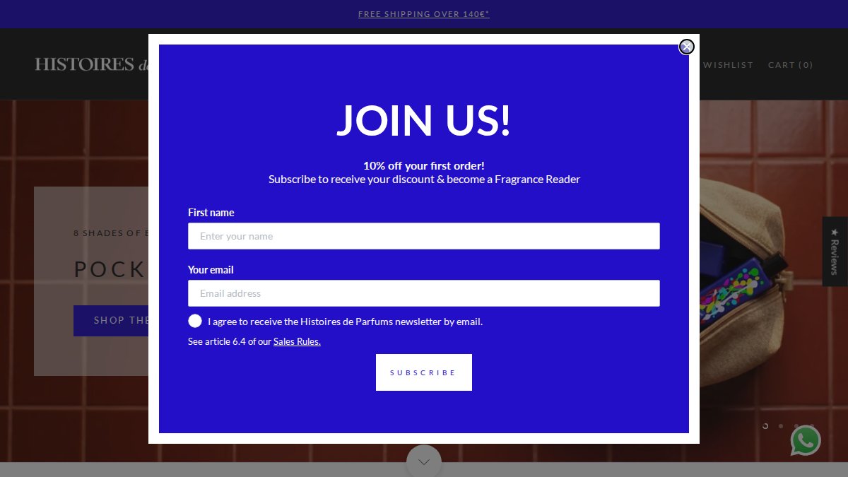 Screenshot of histoiresdeparfums.com interface