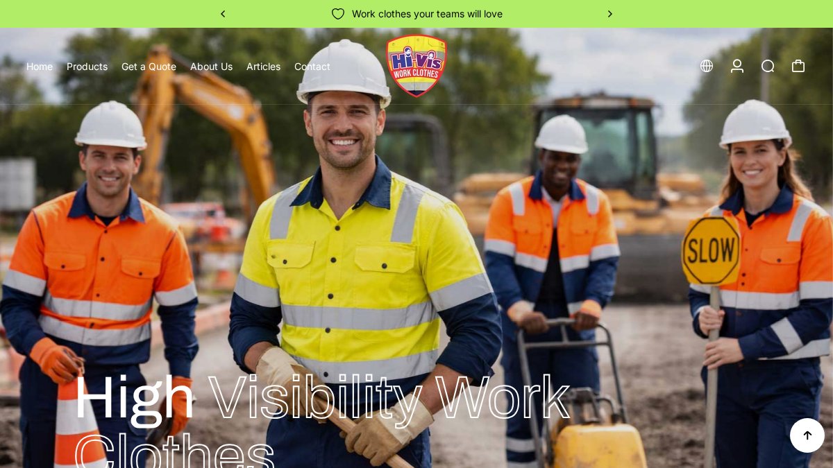 Screenshot of hivisworkclothes.com.au interface