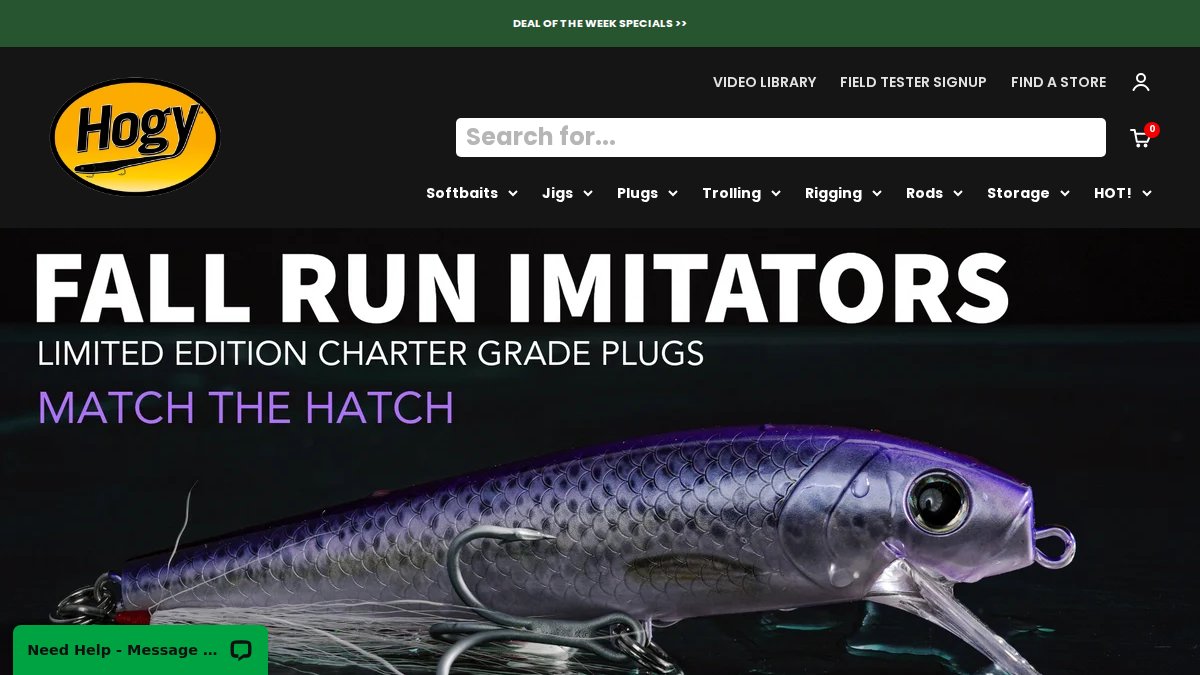 Screenshot of hogylures.com interface
