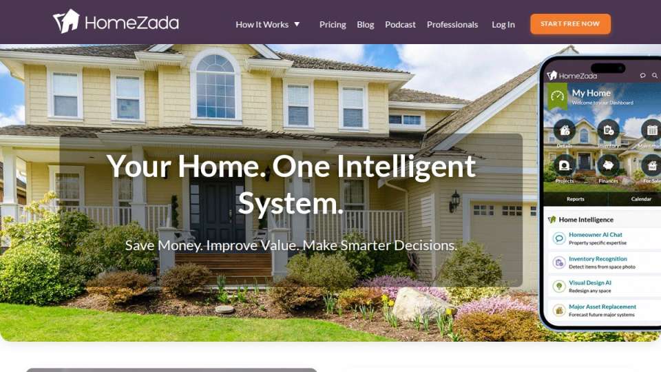 Screenshot of homezada.com interface