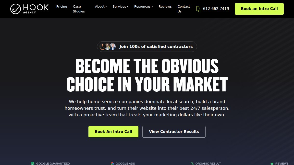 Screenshot of hookagency.com interface