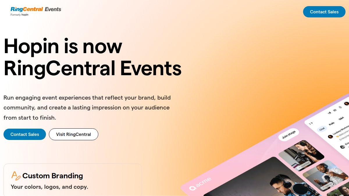 Screenshot of hopin.com interface