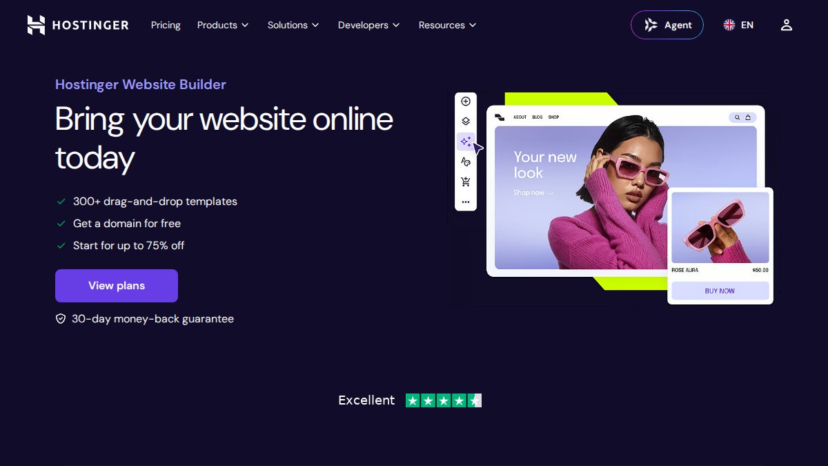Screenshot of Website Builder page on hostinger.co.uk