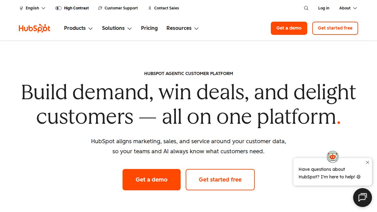 Screenshot of hubspot.com interface