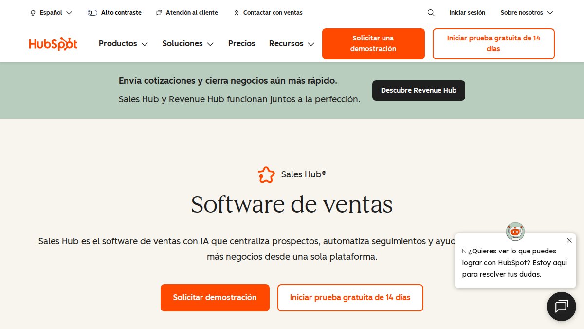 Screenshot of Sales page on hubspot.es