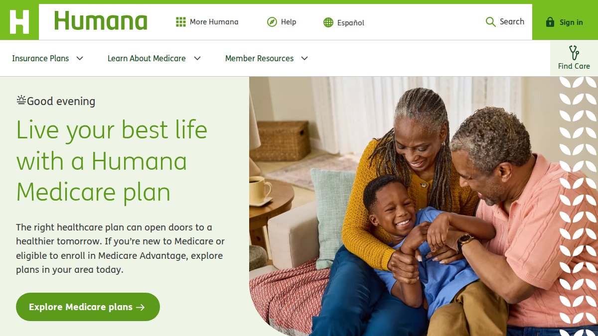 Screenshot of humana.com interface