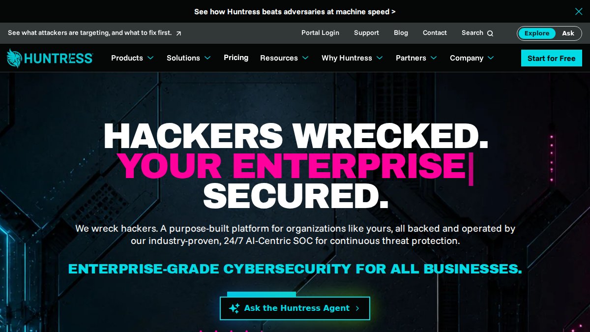 Screenshot of huntress.com interface