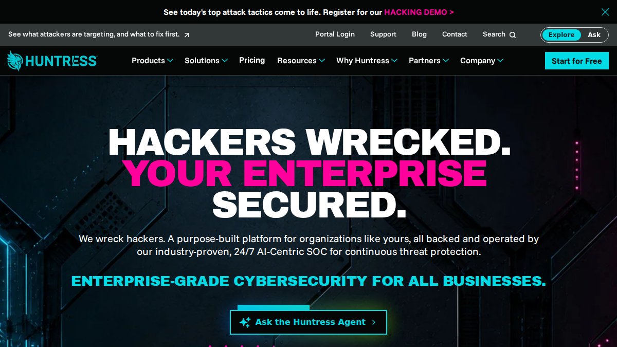 Screenshot of huntress.com interface