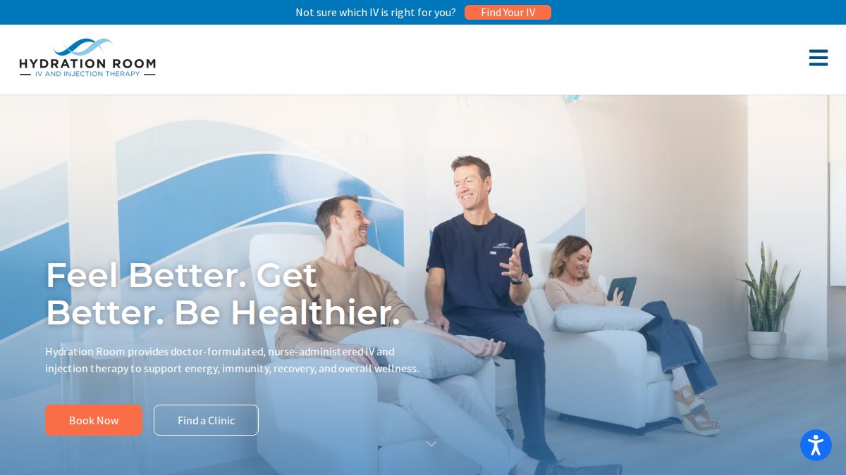 Screenshot of hydrationroom.com interface