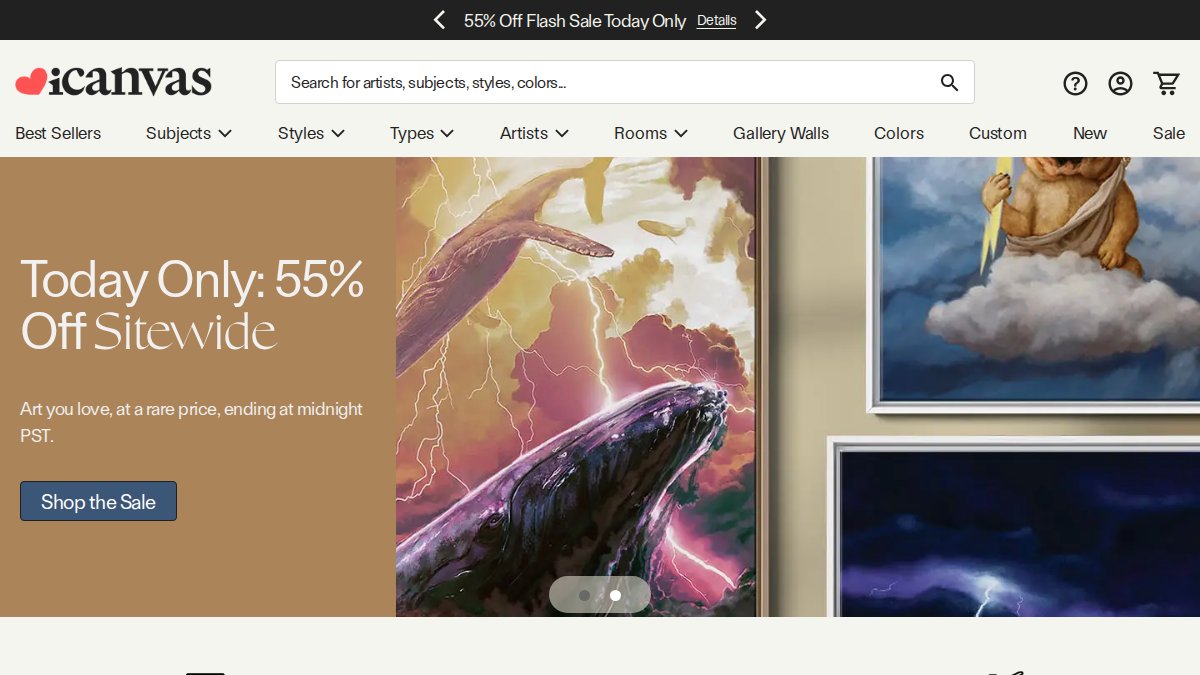 Screenshot of icanvas.com interface
