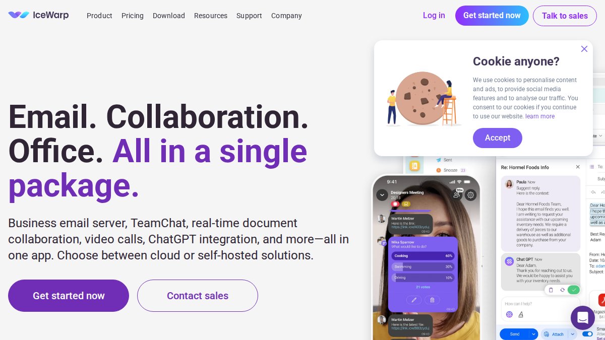 Screenshot of icewarp.co.uk interface