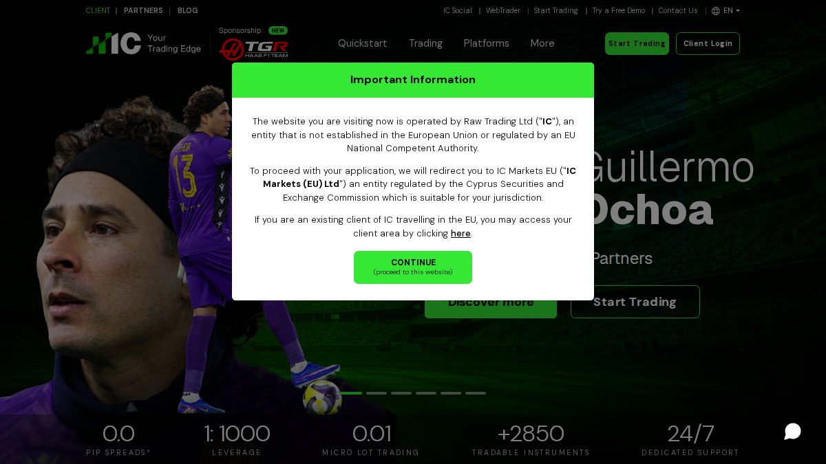 Screenshot of icmarkets.com interface