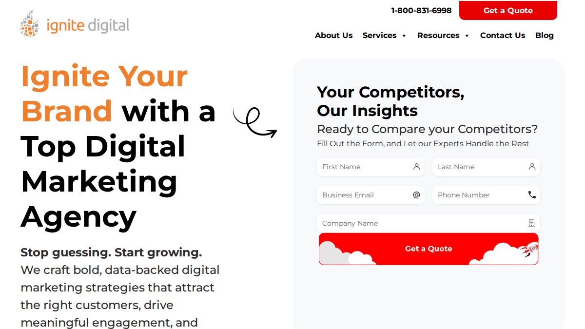 Screenshot of ignitedigital.com interface