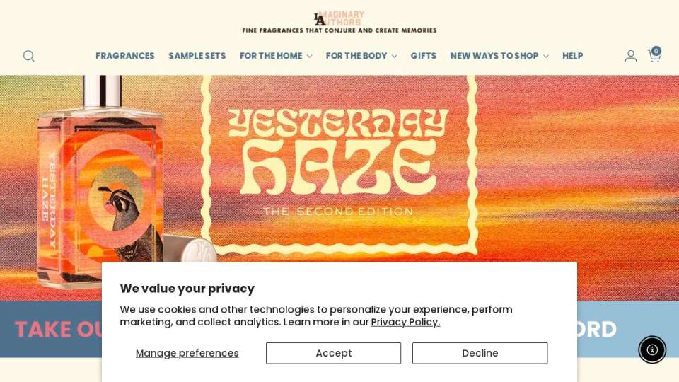 Screenshot of imaginaryauthors.com interface