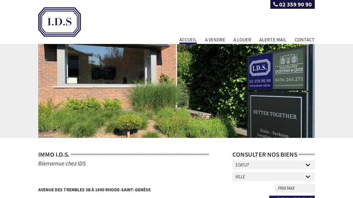 Screenshot of immo-ids.be interface