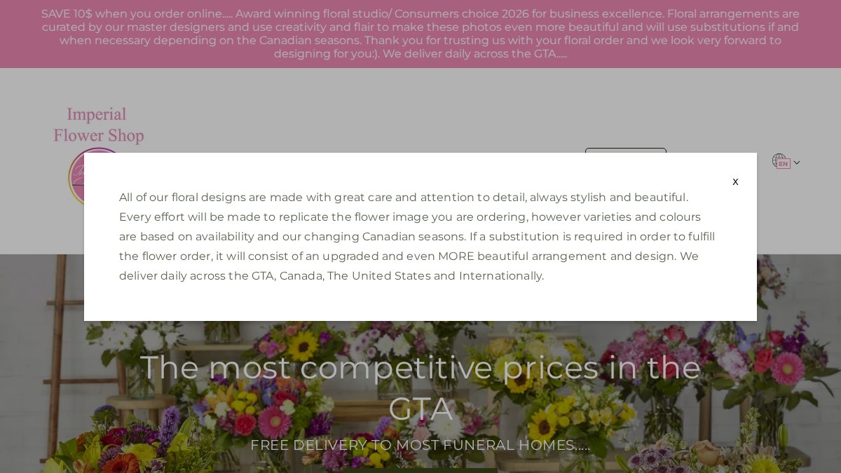 Screenshot of imperialflowershop.com interface