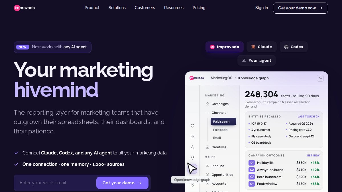 Screenshot of improvado.io interface