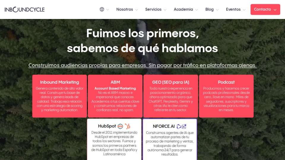 Screenshot of inboundcycle.com interface