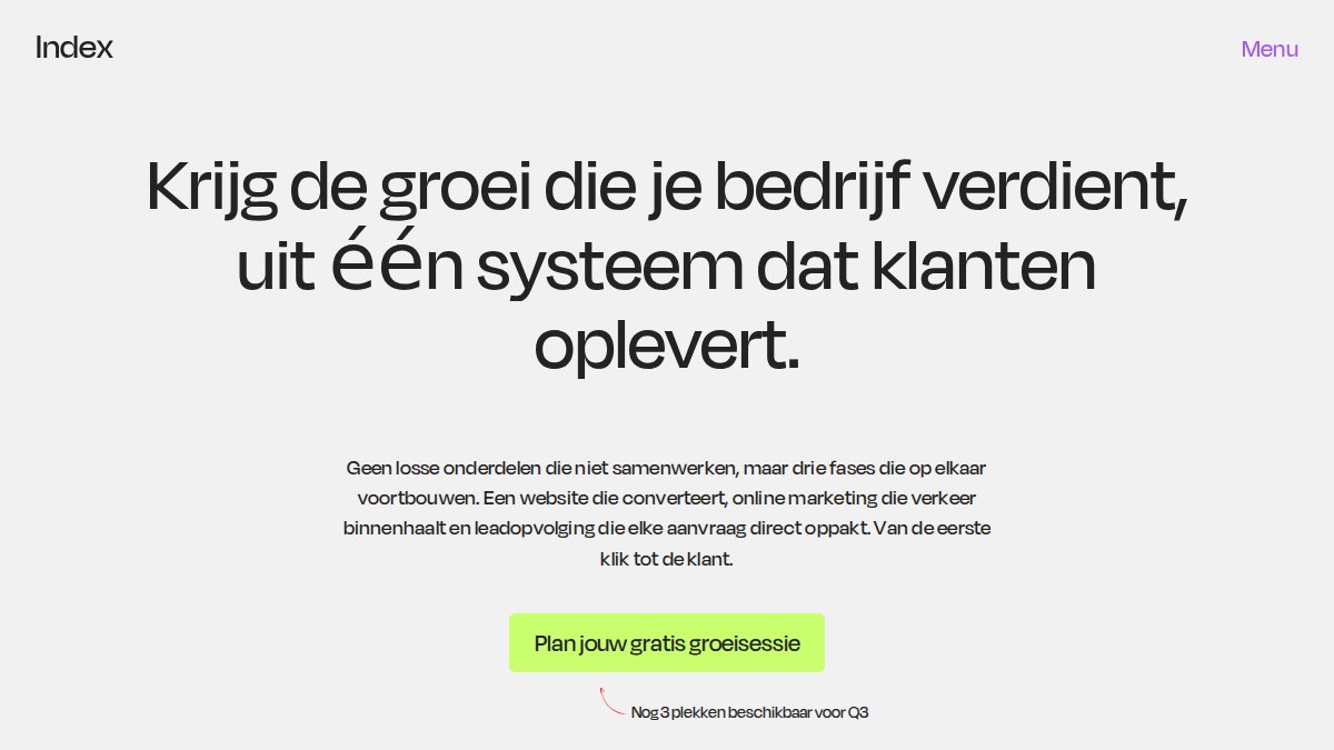 Screenshot of indexagency.nl interface
