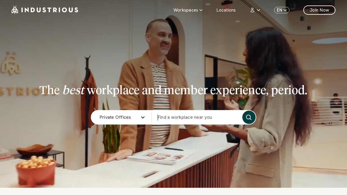 Screenshot of industriousoffice.com interface