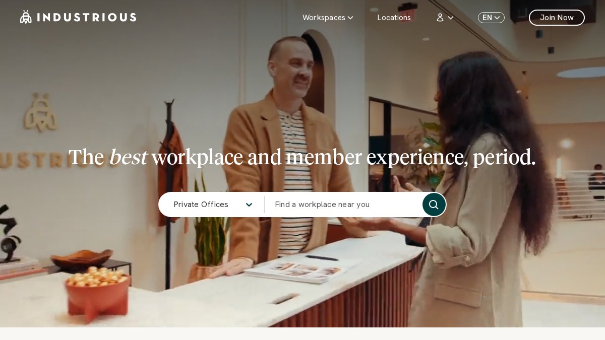 Screenshot of industriousoffice.com interface