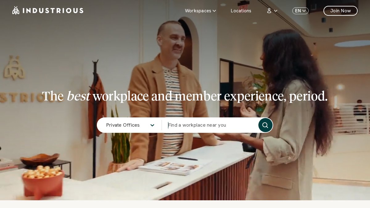 Screenshot of industriousoffice.com interface