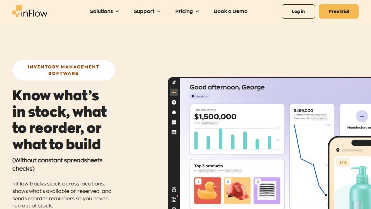 Screenshot of inflowinventory.com interface