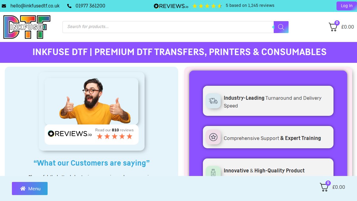 Screenshot of inkfusedtf.co.uk interface