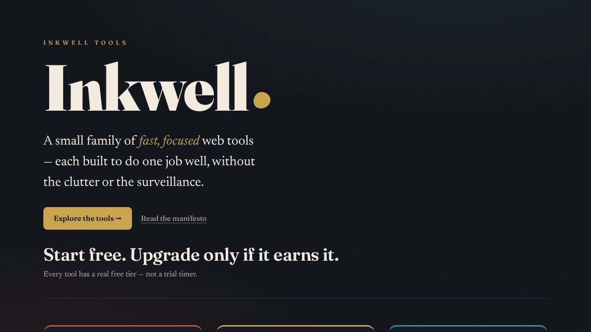 Screenshot of inkwelltools.com interface