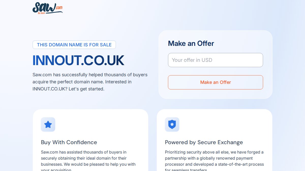Screenshot of innout.co.uk interface