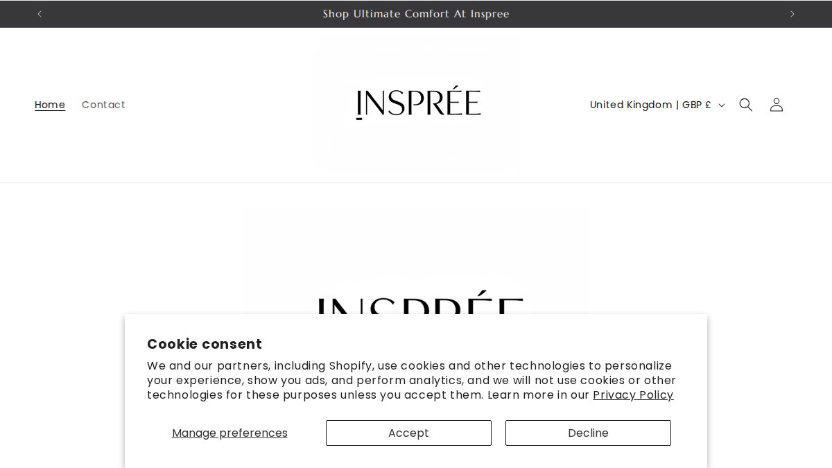 Screenshot of inspree.co.uk interface